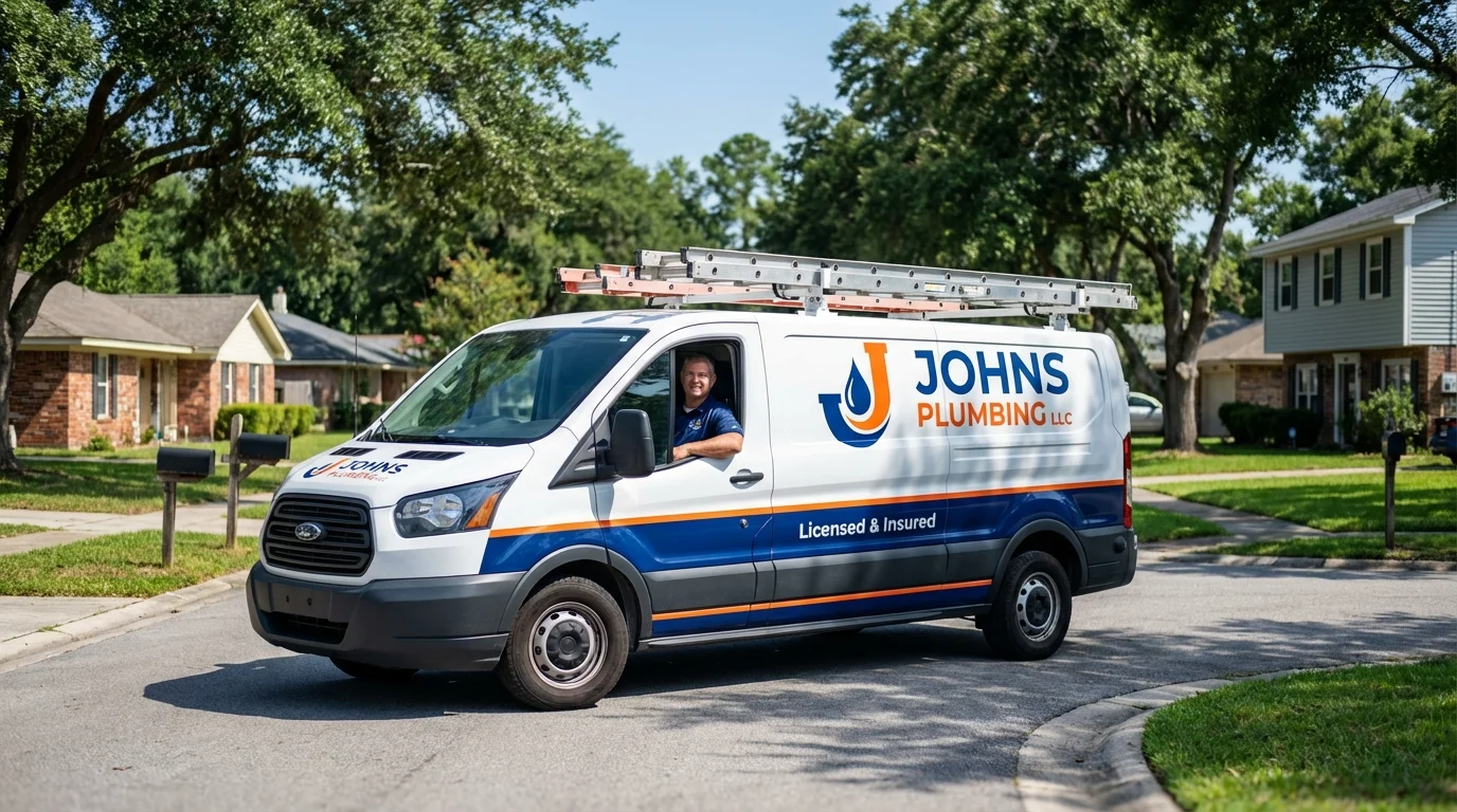 Johns Plumbing LLC service van in Christiana, TN