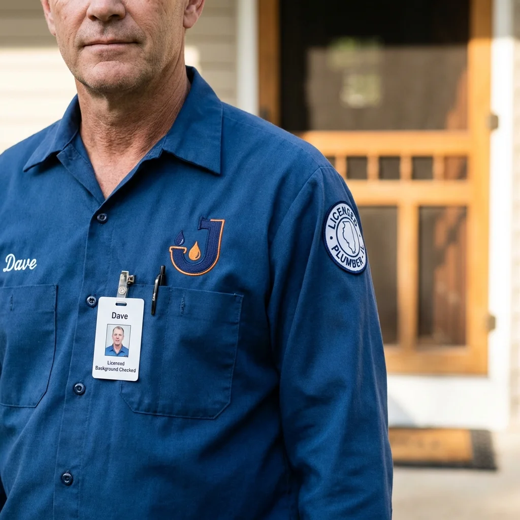 Licensed plumber showing ID badge in Christiana, TN