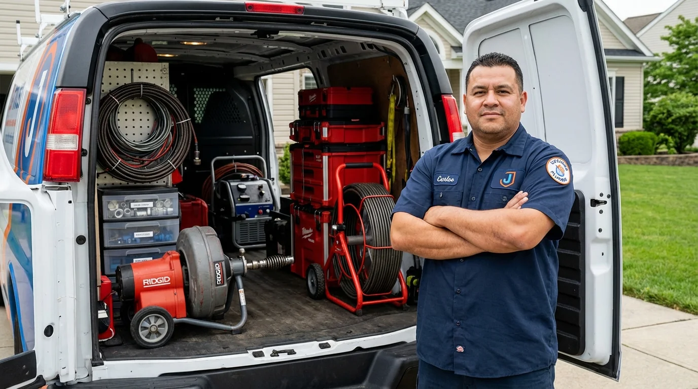 Professional drain cleaning equipment and Johns Plumbing LLC plumber in Christiana