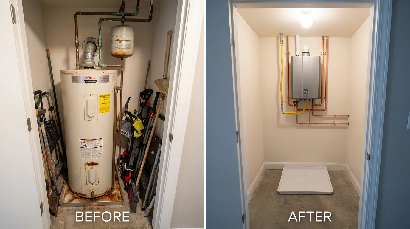 Tank water heater versus wall-mounted tankless unit comparison for Christiana, TN homeowners